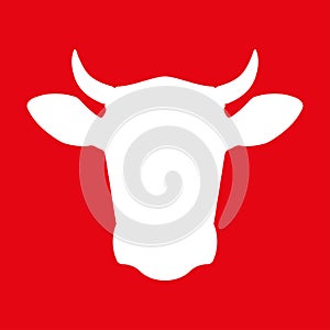 Cow or bull head icon. Cow head silhouette. Farm animal sign. Vector illustration